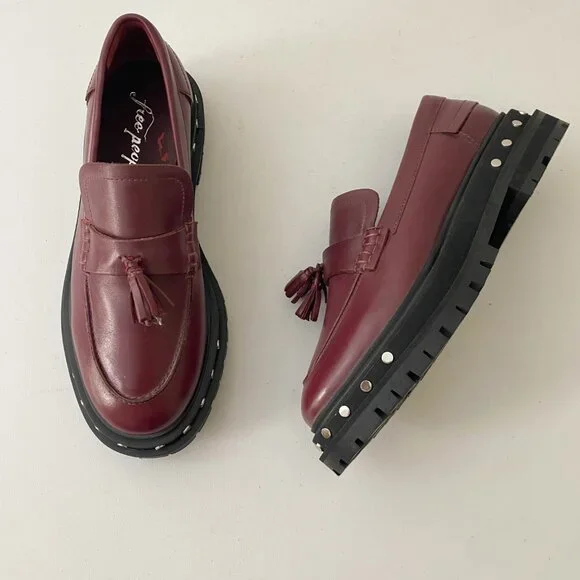New Free People Teagan Tassel Loafers Shoes Lug Sole Platform - Picture 1 of 11
